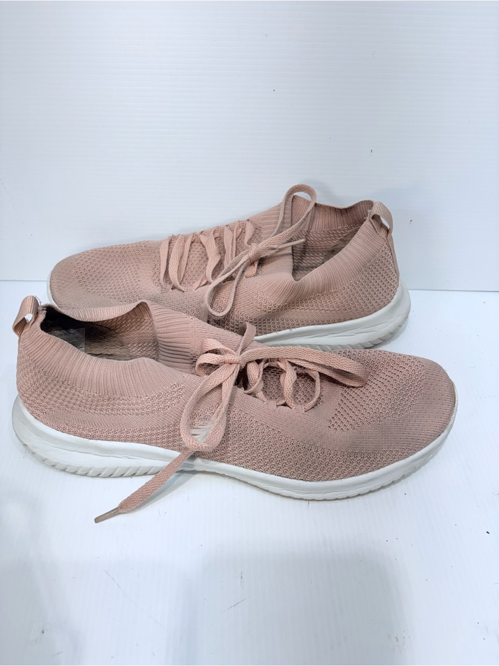 Athletic Works Women's Knit Lace-Up Sneakers in Blush - Size 10